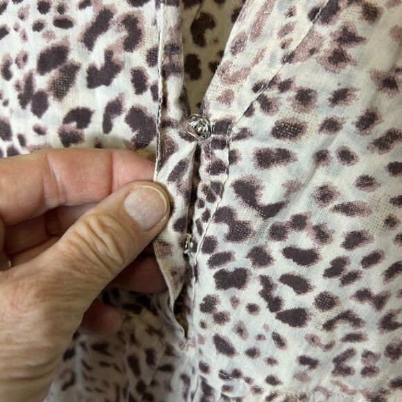 Lola Australia Ivory Brown Leopard Print V-Neck 3/4 Sleeve Tiered Dress Size M - Picture 8 of 12